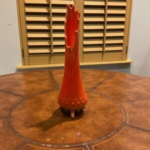 12” Orange Stretch Art Glass Vase